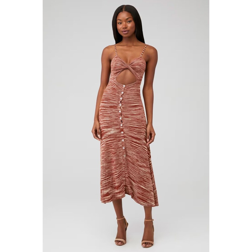 For Love & Lemons 'Isabela' Brown Midi Dress Size S